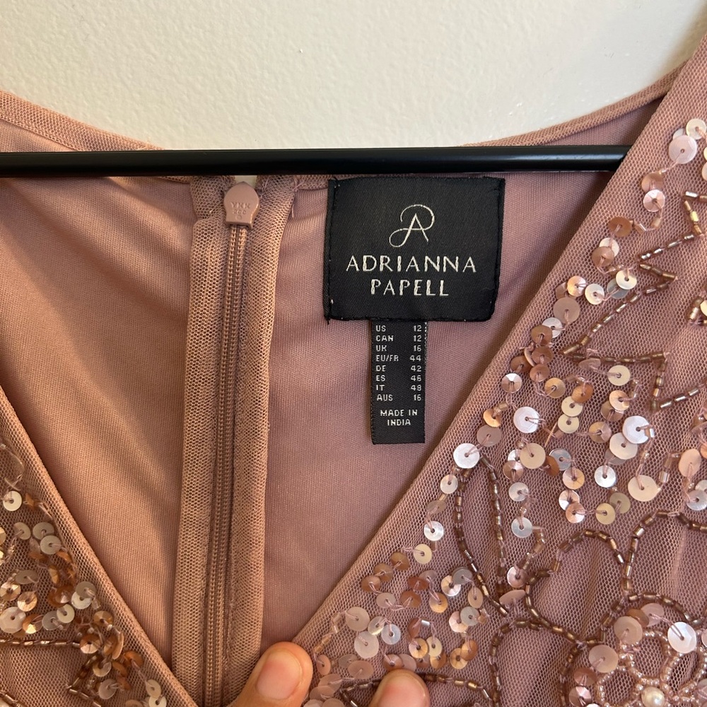 COPY - Adrianna Papell Sequin Embellished Midi Dress in Blush